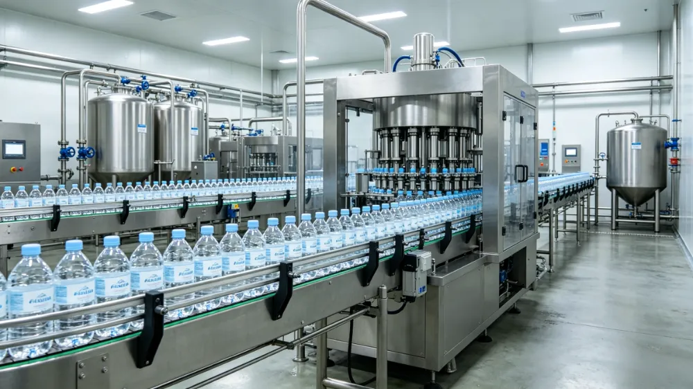 Gebottelde waterproduksielyn: 10 faktore voor belegging